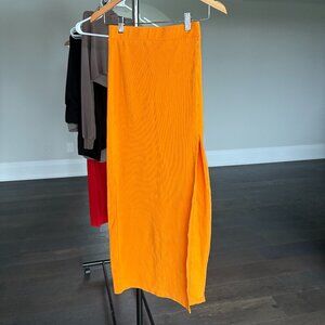 Tiger Mist orange maxi skirt with slit